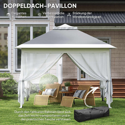 Pop-Up Gartenpavillon, Metallrahmen, Grau, 330x330x288 cm