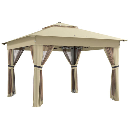 Gazebo pliable 3,3 x 3,3 m, résistant à l'eau, éclairage LED, moustiquaire