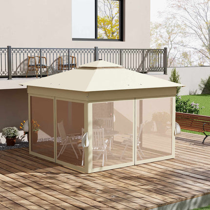 Gazebo pliable 3,3 x 3,3 m, résistant à l'eau, éclairage LED, moustiquaire