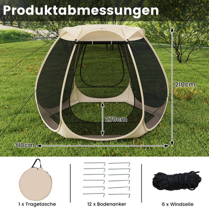 Pavillon pliable en filet pour 4 à 6 personnes, 310 x 270 cm