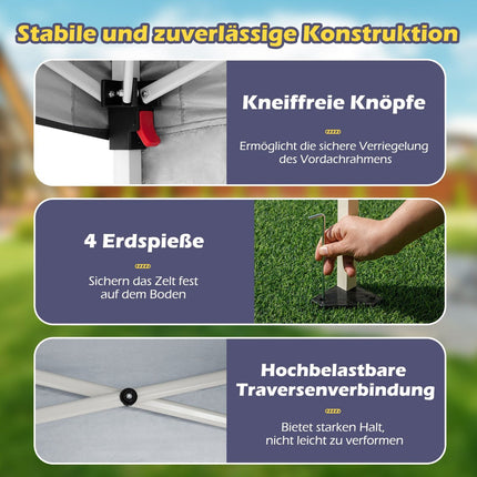 Pop-Up Pavillon 3x3m, Wasserdicht, Sonnenschutz, Schwarz