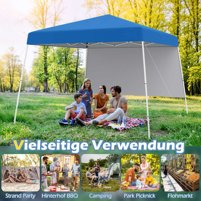 Pop-Up-Pavillon 3x3m mit Seitenwand, Rucksack, Anker
