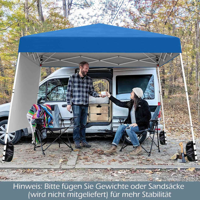 Pop-Up-Pavillon 3x3m mit Seitenwand, Rucksack, Anker
