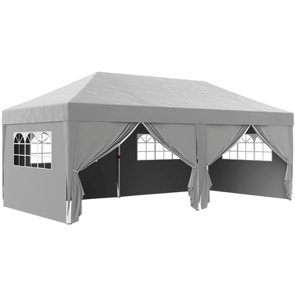 Pavillon pliable 6x3m, protection UV, côtés amovibles