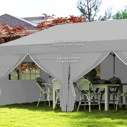 Pavillon pliable 6x3m, protection UV, côtés amovibles