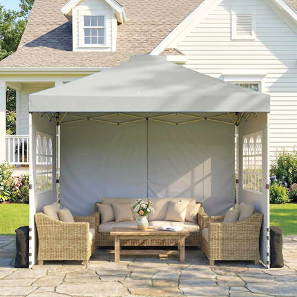 Pop-Up-Pavillon, UV50+ Wasserdicht, 3 Seitenwände, Hellgrau