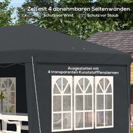 Pop-Up Pavillon 3x6m wasserdicht mit UV-Schutz, Schwarz
