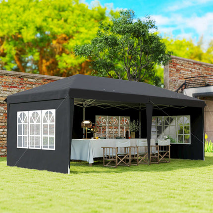 Pop-Up Pavillon 3x6m wasserdicht mit UV-Schutz, Schwarz