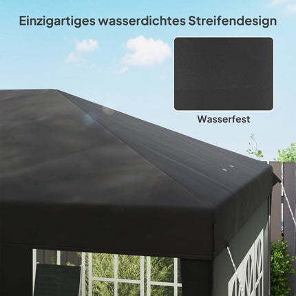 Pop-Up Pavillon 3x6m wasserdicht mit UV-Schutz, Schwarz