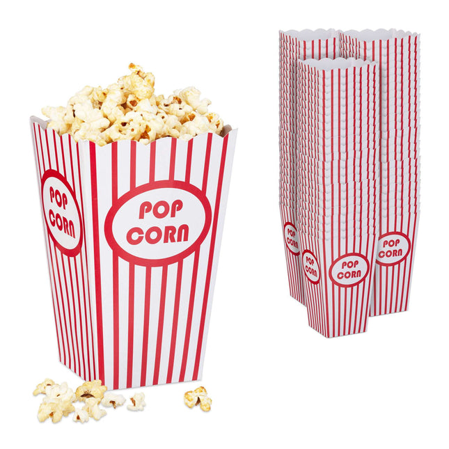 Sacs à popcorn, 72 pcs, rouge/blanc