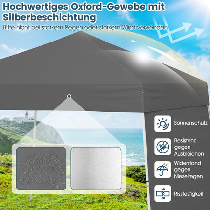 Tente pavillon pop-up, 430 x 280 cm, côtés convertibles, gris