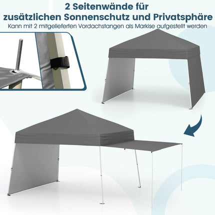 Tente pavillon pop-up, 430 x 280 cm, côtés convertibles, gris