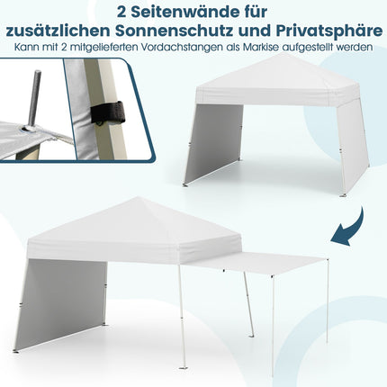 Pop-up Pavillon Zelt 430x280 cm, umwandelbare Seiten, Weiß