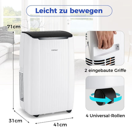 Tragbares 12000 BTU Klimagerät mit Heizung und Entfeuchter, WiFi-Steuerung