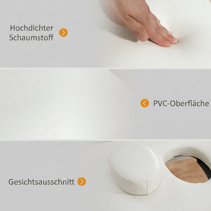 Tragbare 2-Zonen-Massageliege, höhenverstellbar, cremeweiß