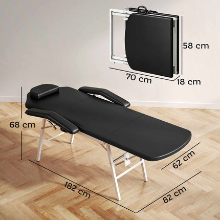 Table de massage portable à 3 sections, réglable avec appui-tête
