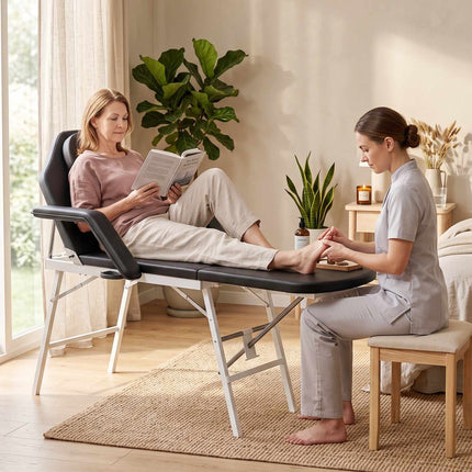 Table de massage portable à 3 sections, réglable avec appui-tête