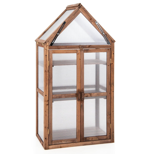 Mini-serre portable en bois à 3 niveaux avec étagères amovibles