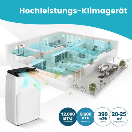 Tragbare 4-in-1-Klimaanlage, 12000 BTU, WiFi-Steuerung