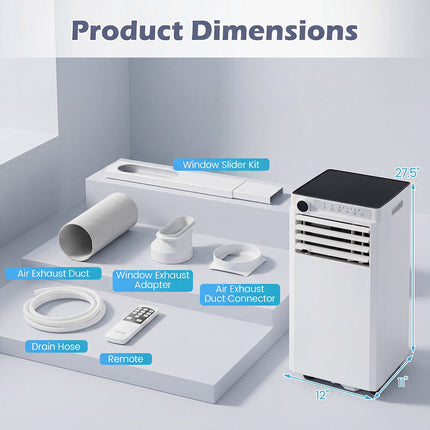 Climatiseur portable 4 en 1, 7000 BTU, déshumidificateur et ventilateur