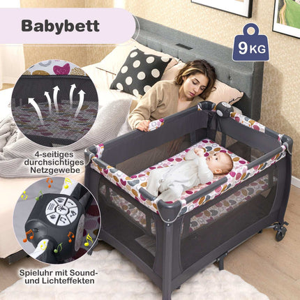 Lit de voyage portable 5 en 1 pour bébé avec berceau et table à langer