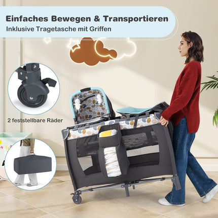Lit de voyage portable 5 en 1 pour bébé avec berceau et table à langer