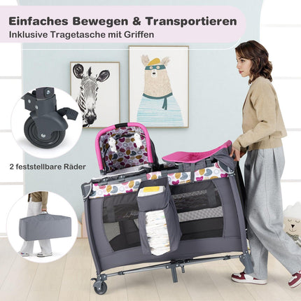 Lit de voyage portable 5 en 1 pour bébé avec berceau et table à langer