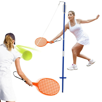 Ensemble de tetherball portable et réglable avec raquettes