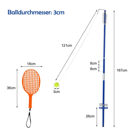 Ensemble de tetherball portable et réglable avec raquettes