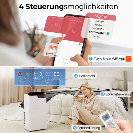 Climatiseur portable 12 000 BTU, Wi-Fi, mode 4 en 1