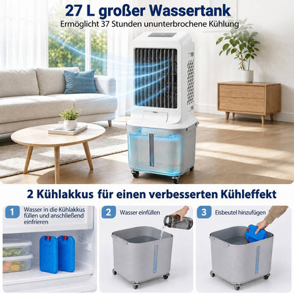 Refroidisseur d'air portable avec télécommande, réservoir de 25 L, 3 vitesses