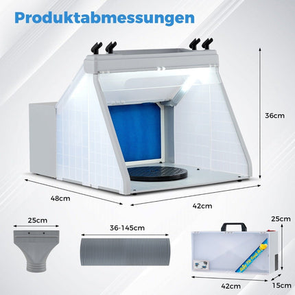 Tragbare Airbrush Spritzkabine mit LED-Leuchten & Drehteller