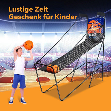 Tragbares Arcade-Basketballspiel, Basketballautomat für Kinder, 208 x 62 x 207 cm, Schwarz