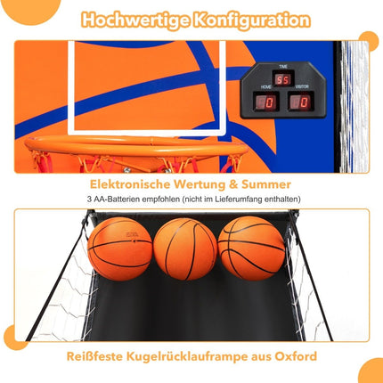 Tragbares Arcade-Basketballspiel, Basketballautomat für Kinder, 208 x 62 x 207 cm, Schwarz