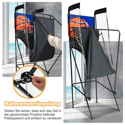 Tragbares Arcade-Basketballspiel, Basketballautomat für Kinder, 208 x 62 x 207 cm, Schwarz
