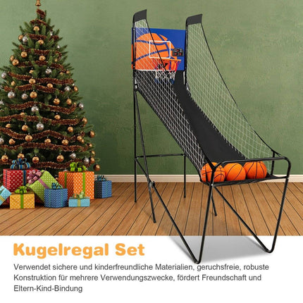Tragbares Arcade-Basketballspiel, Basketballautomat für Kinder, 208 x 62 x 207 cm, Schwarz