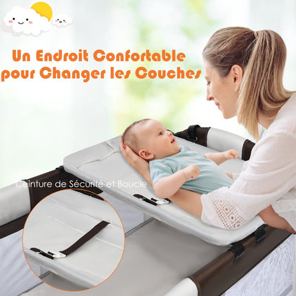 Parc pour bébé portable avec berceau et table à langer