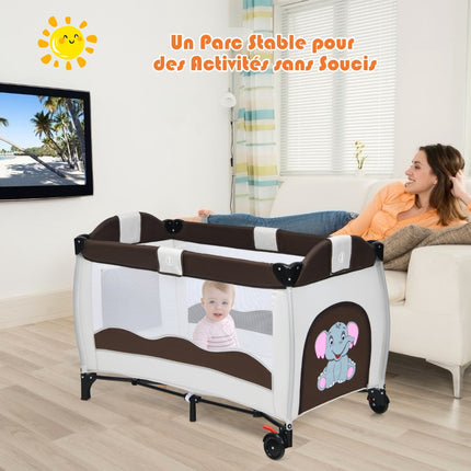 Parc pour bébé portable avec berceau et table à langer
