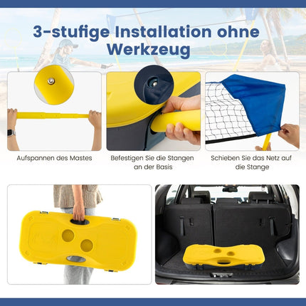 Tragbares Badminton-Set mit Netz, 2 Schlägern und Federbällen