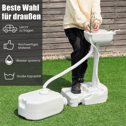 Évier de camping portable avec réservoir d'eau de 17 L et roulettes
