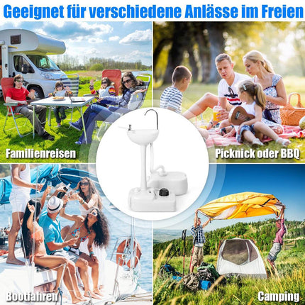 Évier de camping portable avec réservoir d'eau de 17 L et roulettes