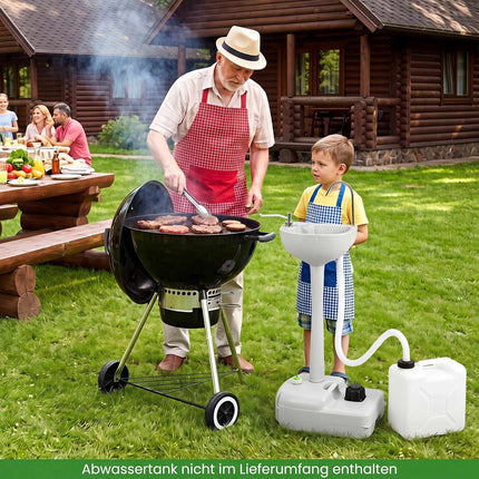 Évier de camping portable avec réservoir de 4,5 gallons et pompe à pied