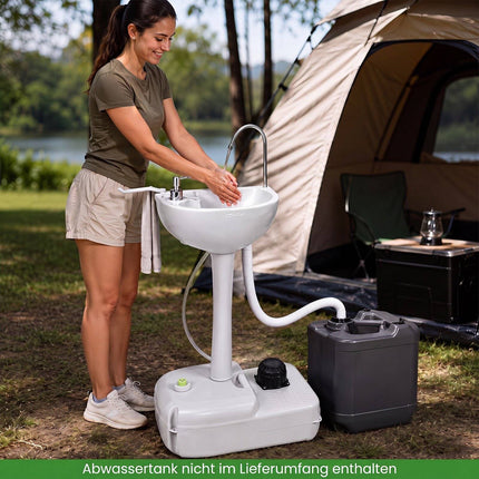 Évier de camping portable avec réservoir de 4,5 gallons et pompe à pied