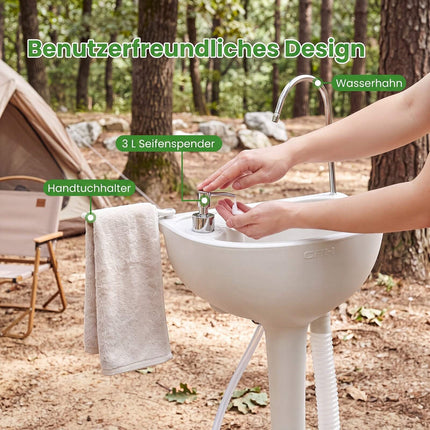 Évier de camping portable avec réservoir de 4,5 gallons et pompe à pied