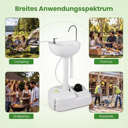 Évier de camping portable avec réservoir de 4,5 gallons et pompe à pied