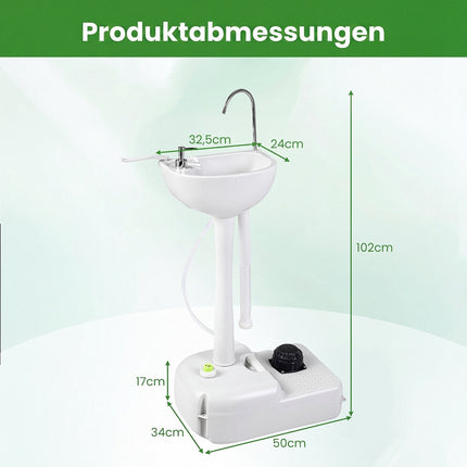 Évier de camping portable avec réservoir de 4,5 gallons et pompe à pied