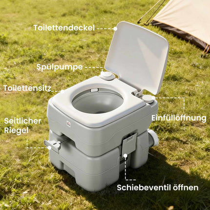 Tragbare Campingtoilette, 20L Fäkalientank, 147kg Tragkraft