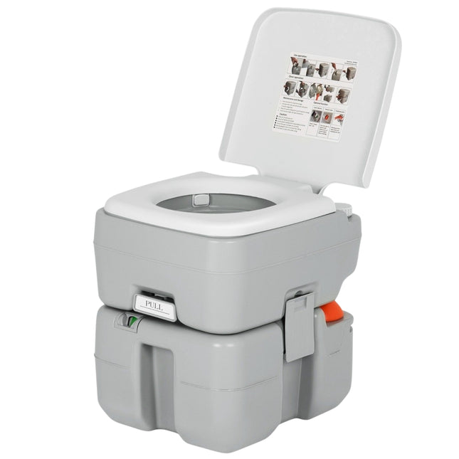 Tragbare Campingtoilette mit 10L Frischwassertank, Grau