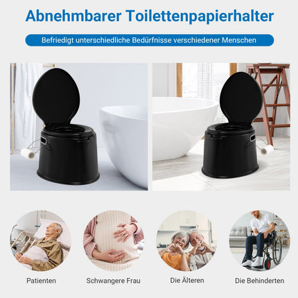 Toilettes de camping portables avec seau amovible, noires, capacité de 200 kg