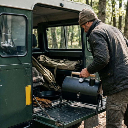 Barbecue portable au charbon de bois avec thermomètre et cheminée